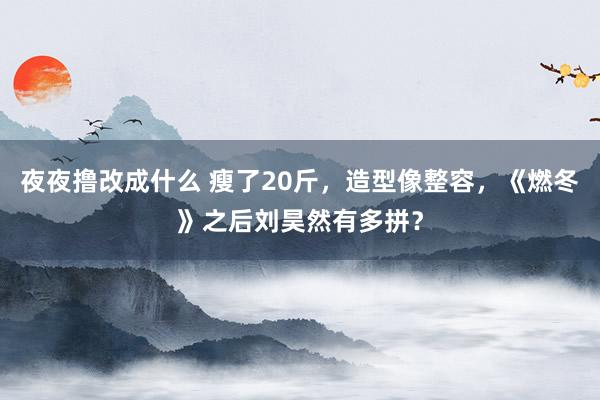 夜夜撸改成什么 瘦了20斤，造型像整容，《燃冬》之后刘昊然有多拼？