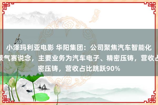 小泽玛利亚电影 华阳集团：公司聚焦汽车智能化、轻量化高景气赛说念，主要业务为汽车电子、精密压铸，营收占比跳跃90%