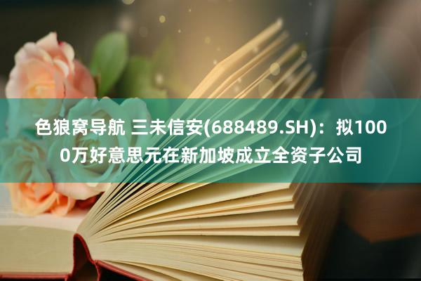 色狼窝导航 三未信安(688489.SH)：拟1000万好意思元在新加坡成立全资子公司