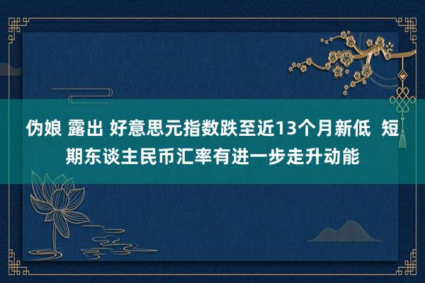 伪娘 露出 好意思元指数跌至近13个月新低  短期东谈主民币汇率有进一步走升动能